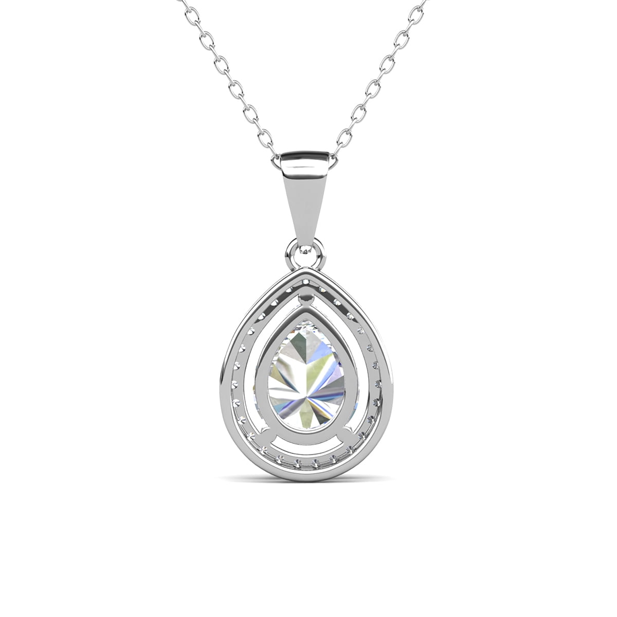 Isabel 18k 白金镀金光环泪滴项链配 CZ 水晶