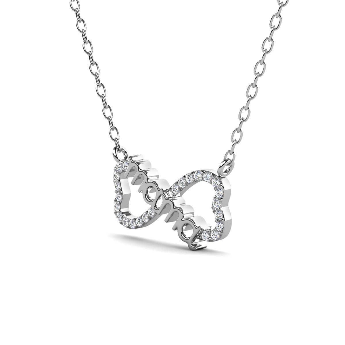 Lisa 18k White Gold Plated Infinity Necklace with Swarovski Crystals & Heartfelt Message for Mom