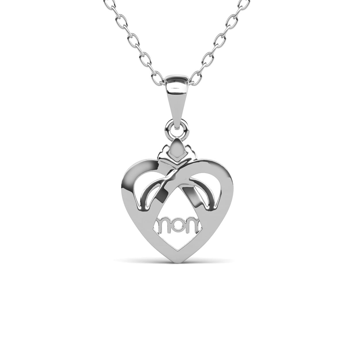 Jenna 18k White Gold Plated Necklace with Swarovski Crystals & Heartfelt Message for Mom