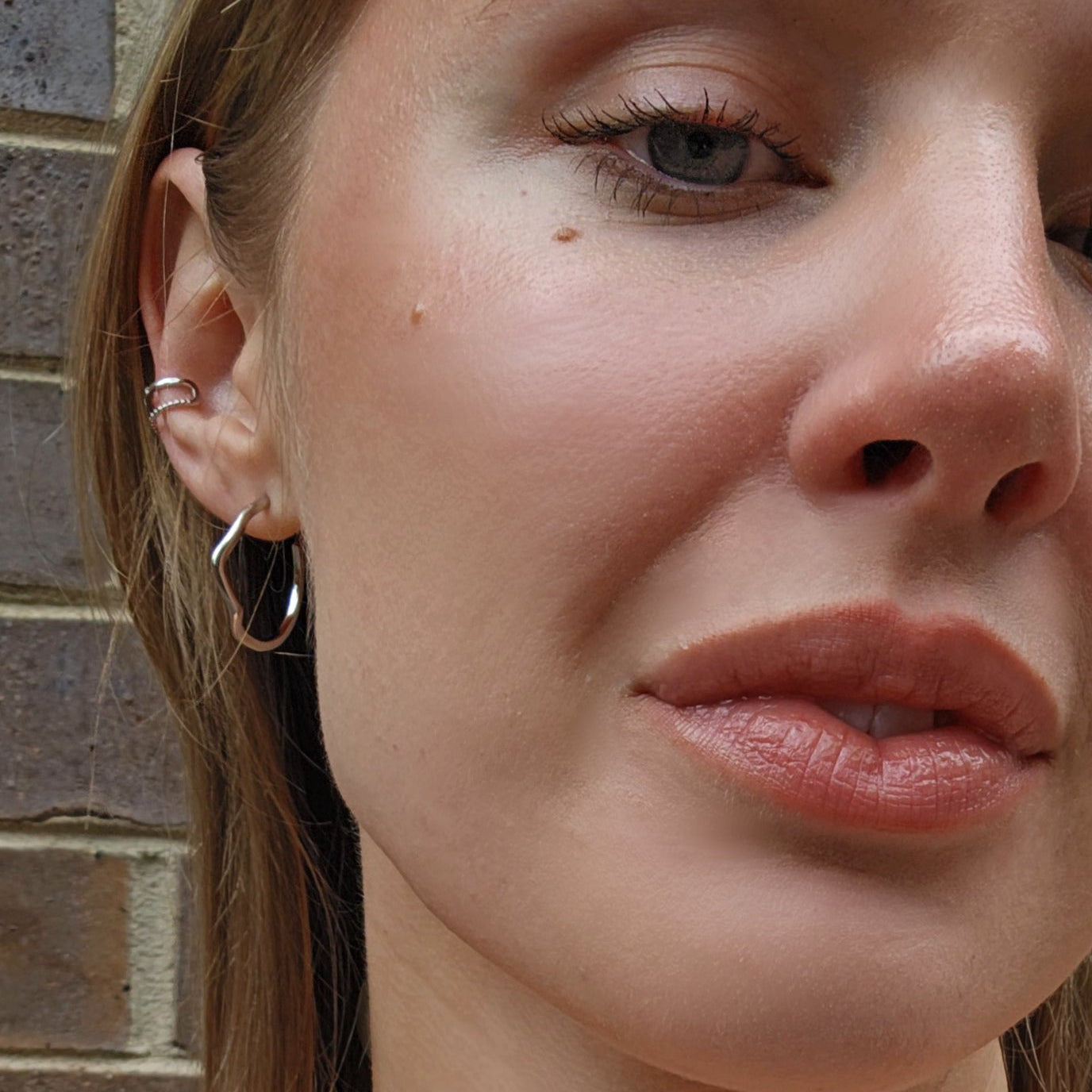 Sasha 18k White Gold Plated Hoop Ear Cuff with Swarovski Crystals