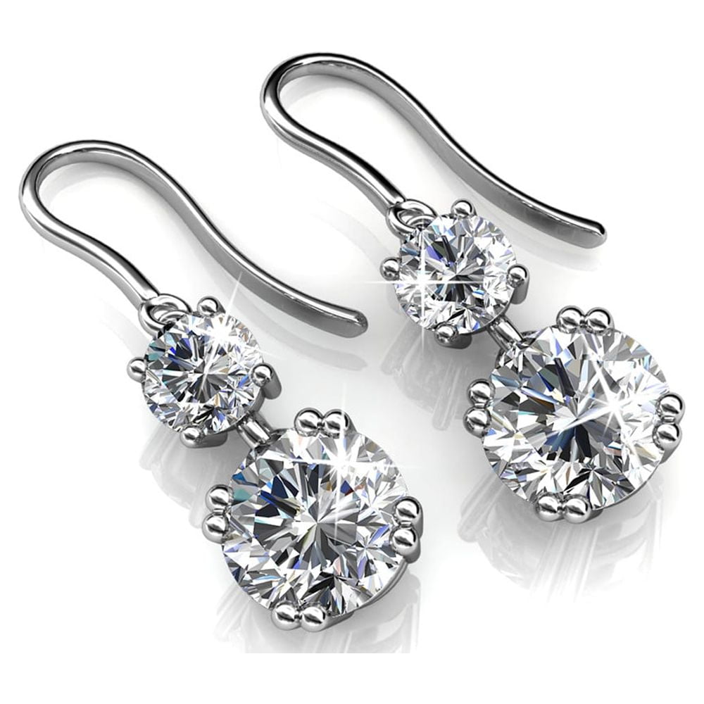 Kadence 18k White Gold Plated Drop Dangle Earrings with Swarovski Crystals