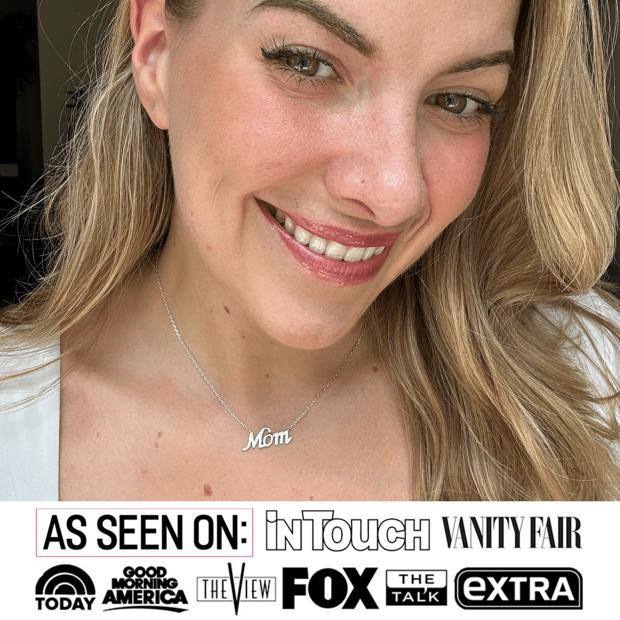 Riley 18k White Gold Plated Mom Necklace with Swarovski Crystals & Heartfelt Message for Mom