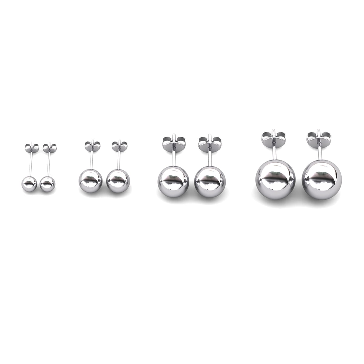 Harper 18k White Gold Plated Ball Stud Earrings