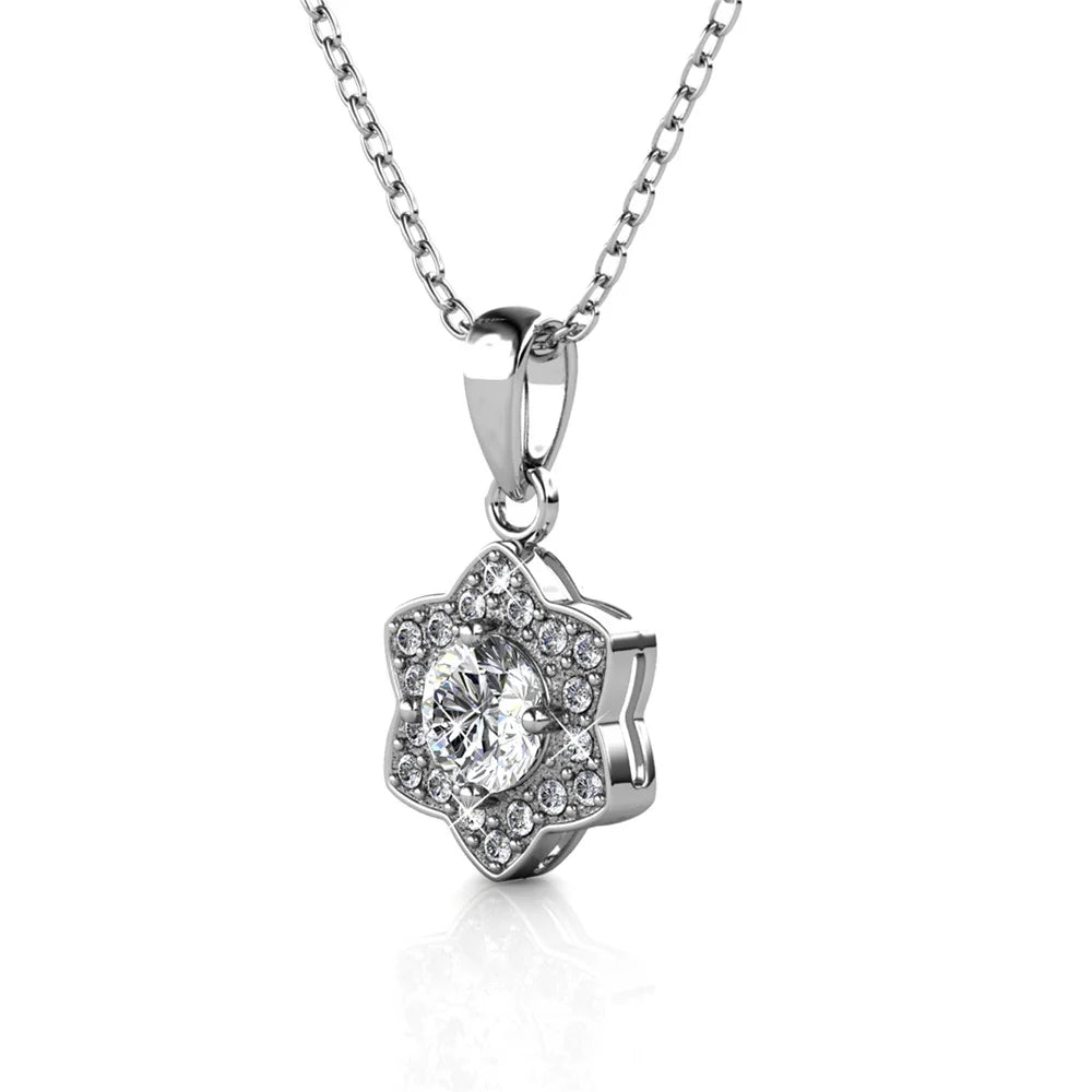 Poppy 18k White Gold Plated Necklace with Swarovski Crystals