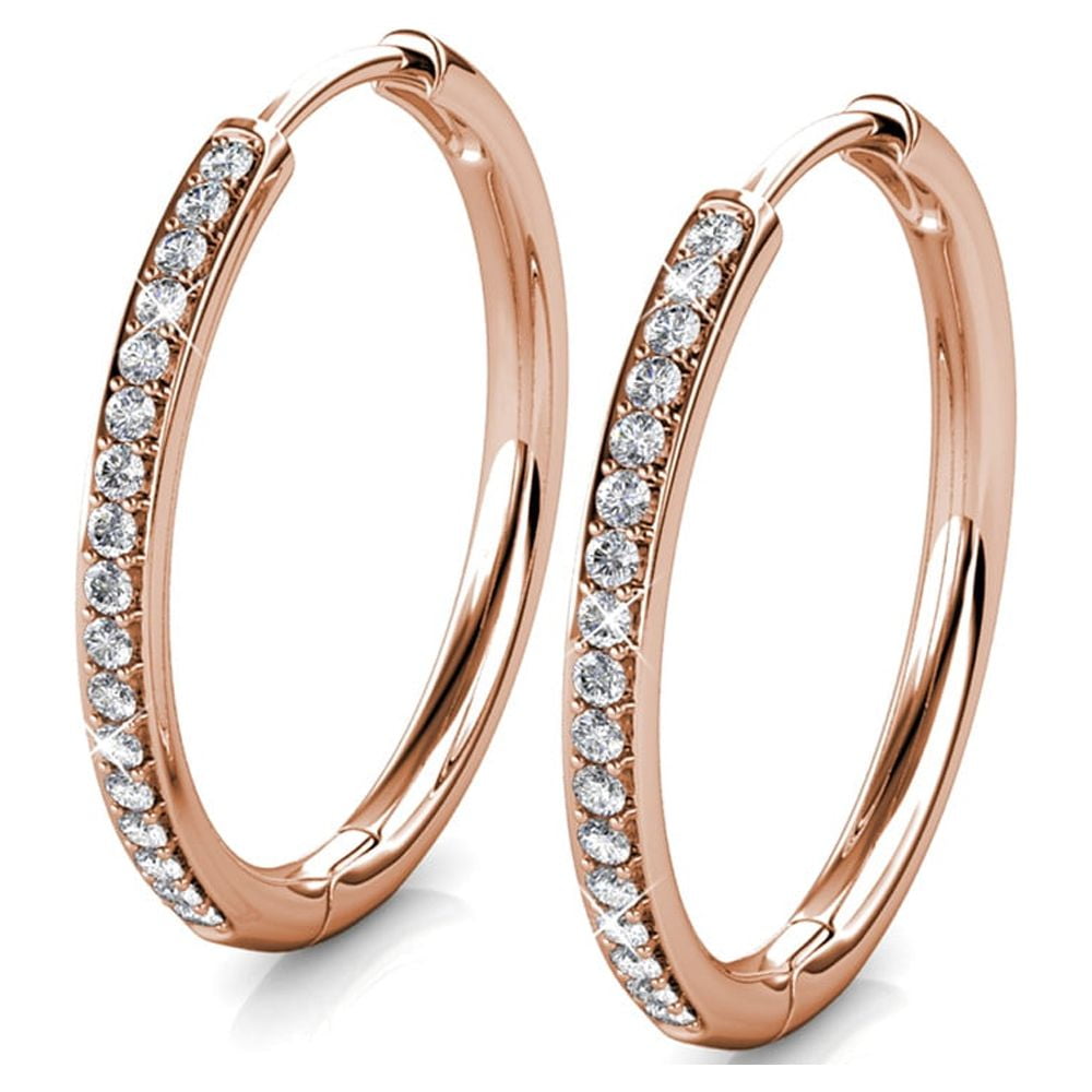 Pack of 3 - Bianca 18k Gold Plated 25mm Hoop Earrings with Swarovski Crystals