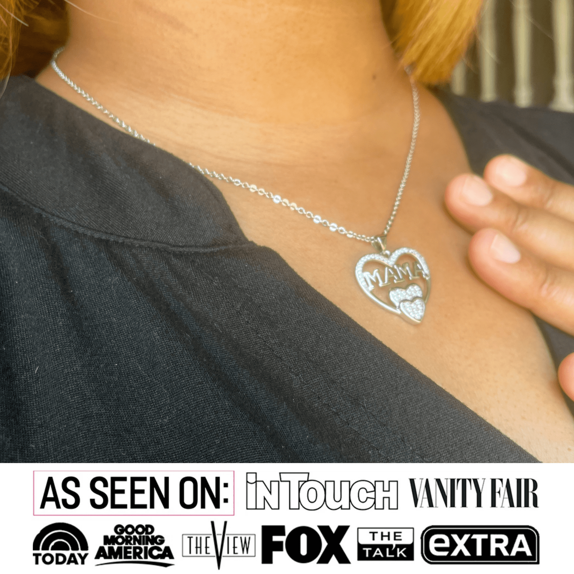 Selena 18k White Gold Plated Mama Necklace with Swarovski Crystals & Heartfelt Message for Mom