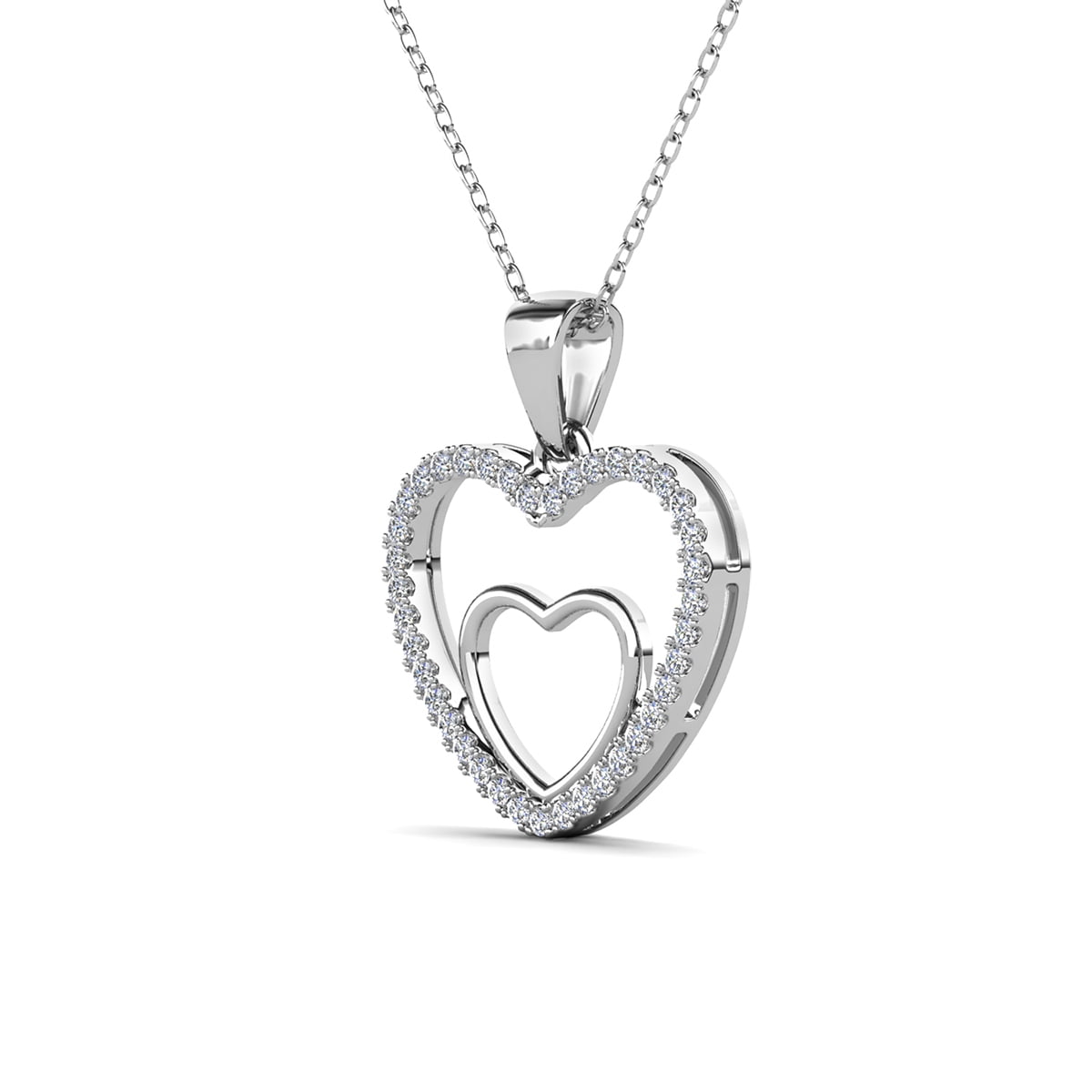 Amorette 18k White Gold Plated Necklace with Swarovski Crystals & Heartfelt Message for Daughter