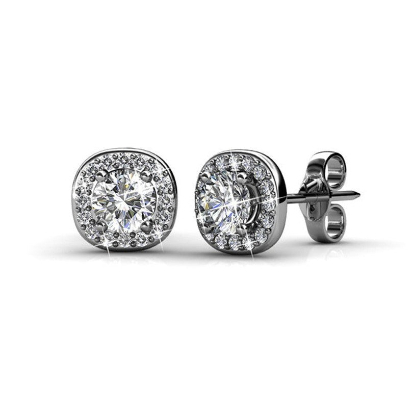 Bianca, Ruth, Nelly 18k White Gold Plated Earrings with Swarovski Crystals (3 Pair Set)