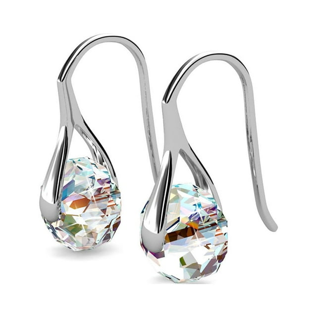 Destiny 18k White Gold Plated Crystal Drop Earrings