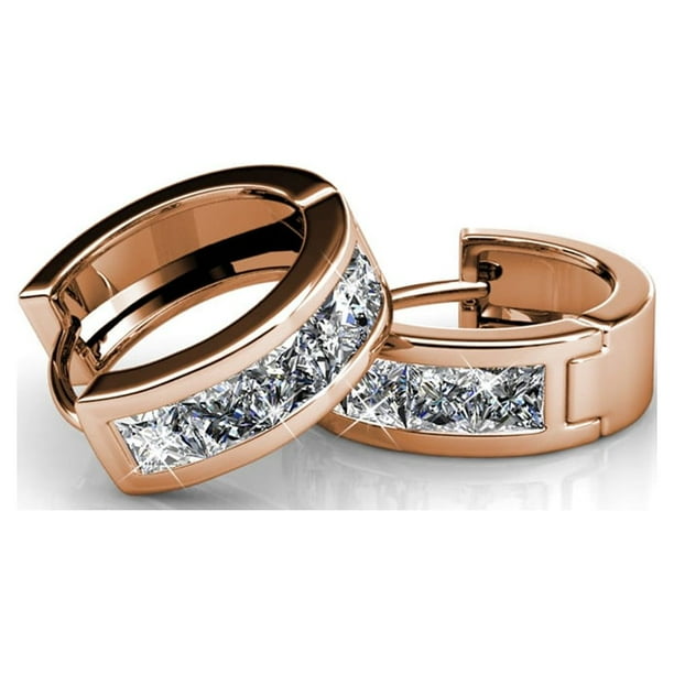 Giselle 18k White Gold Plated 15mm Hoop Crystal Earrings with Swarovski Crystals
