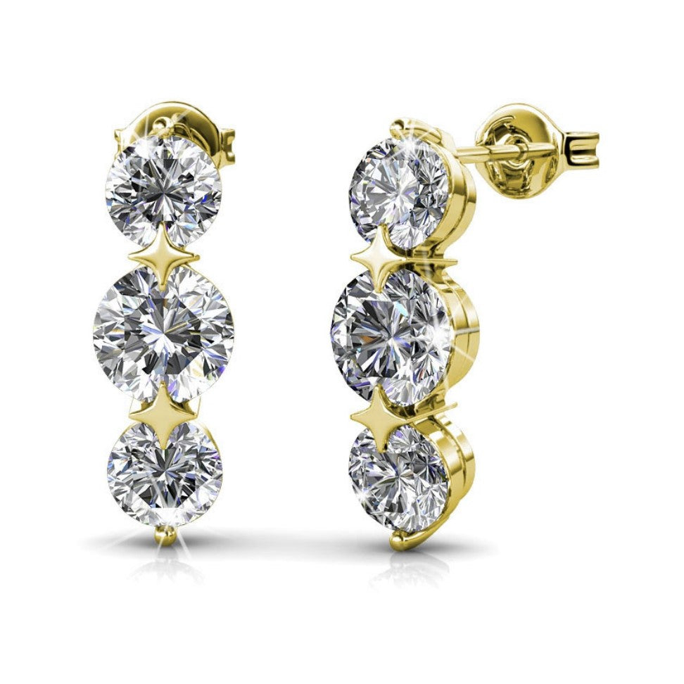 Lucille 18k White Gold Plated Stud Drop Earrings with Swarovski Crystals