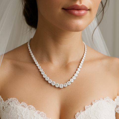 Whitney 18k White Gold Plated Necklace with Simulated Diamond Crystals