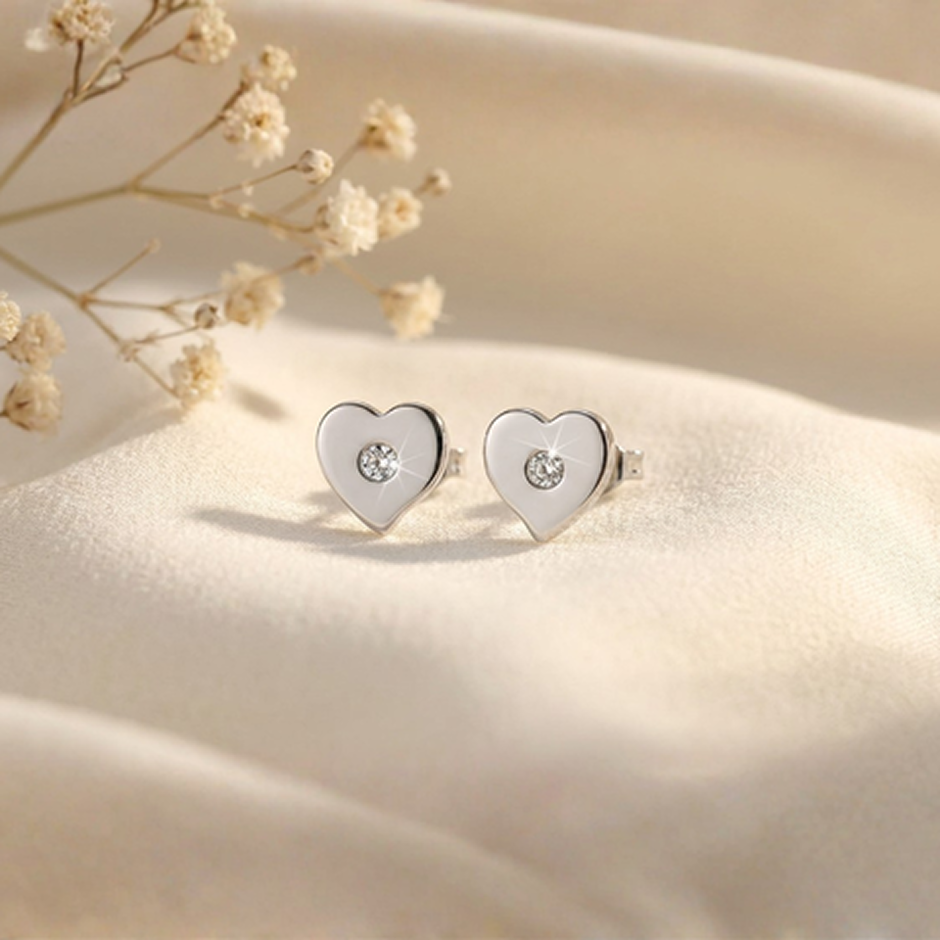 Vanessa 18k White Gold Plated Heart Stud Earrings with Swarovski Crystal — Final Sale - Fab Fav