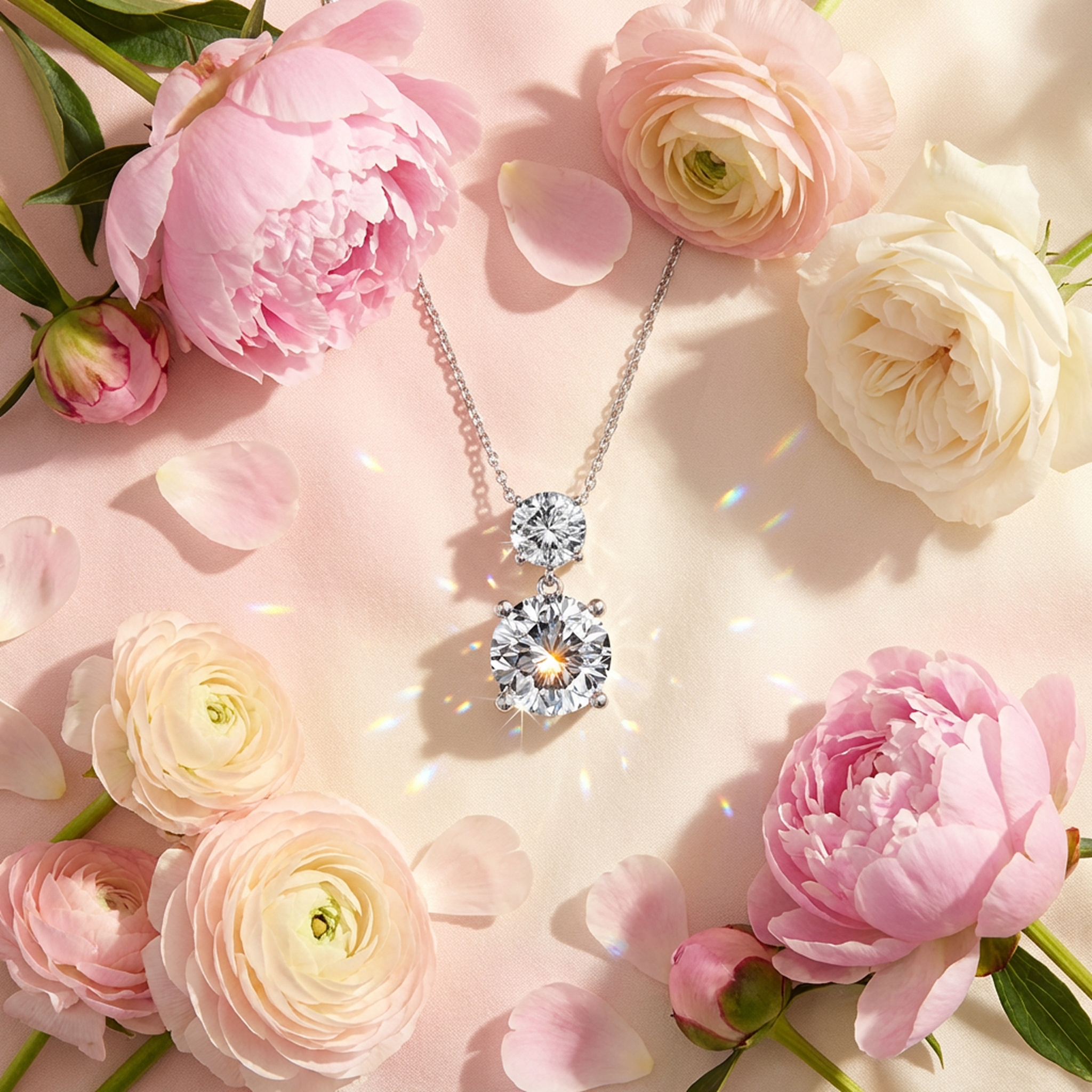 Jasmine “Immortal” 18k 白金镀施华洛世奇吊坠项链