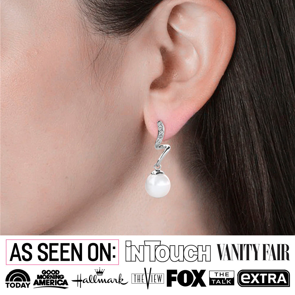 Ophelia 18k White Gold Plated Drop Pearl Crystal Earrings - Cyber Week Deal