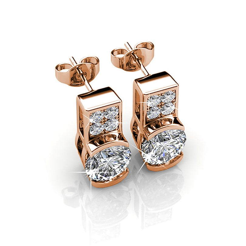 Laya 18k 白金镀金水晶耳钉