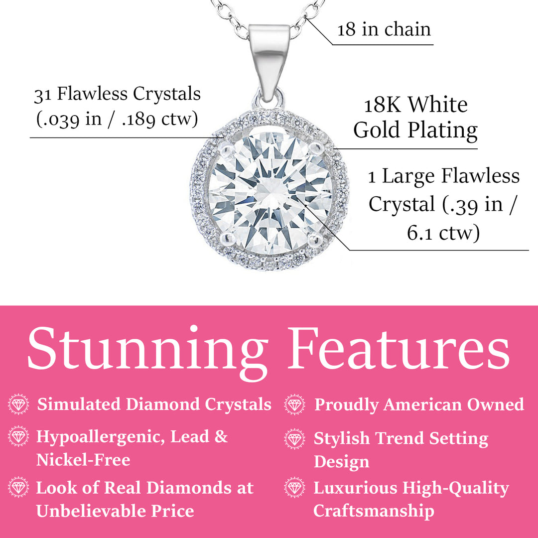 Cate & Chloe Jewelry | Sophia 18k White Gold CZ Pendant Necklace