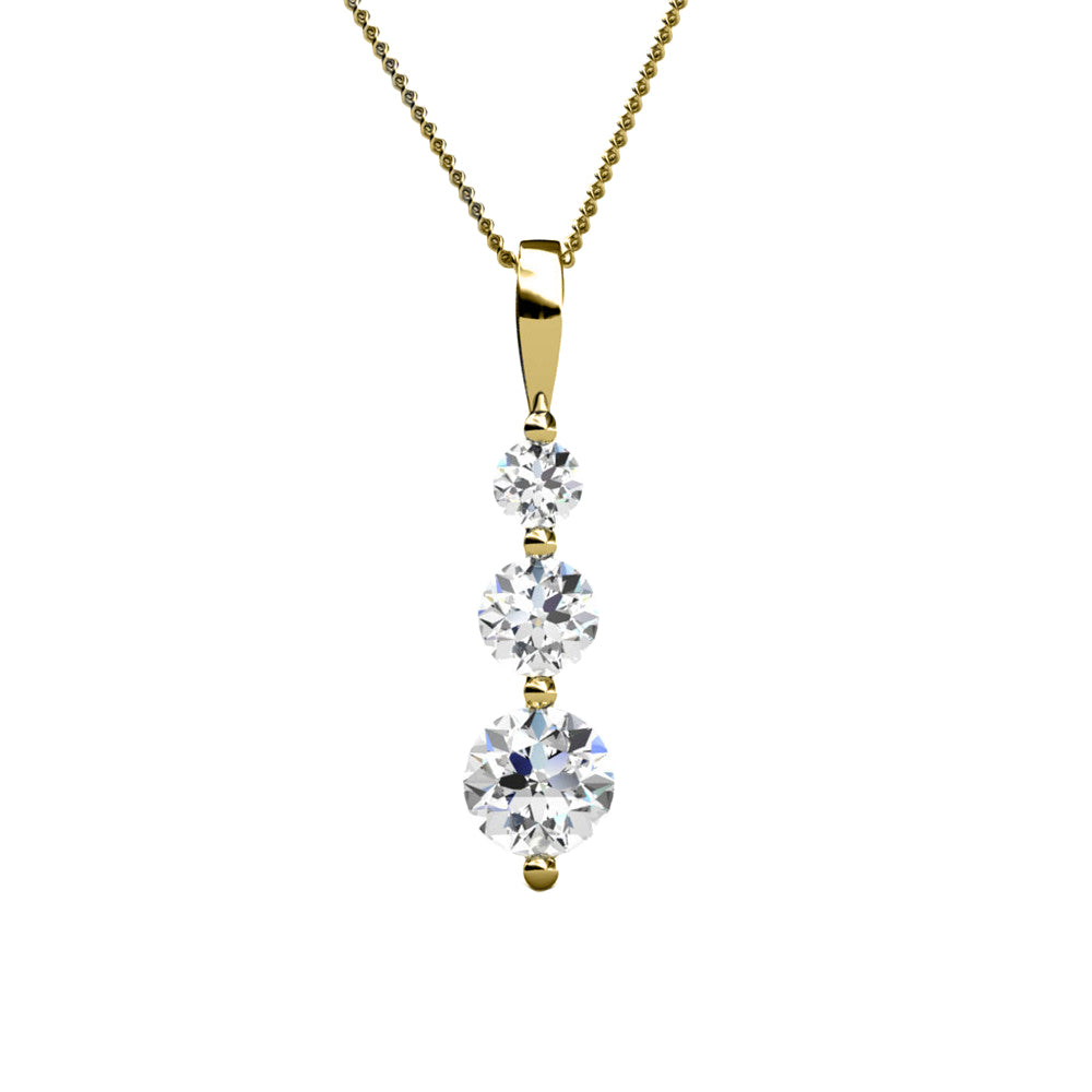 Willow "Eternal" 18K White Gold Plated 3 Stone CZ Drop Pendant Necklace