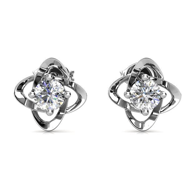 Infinity Earrings - 18k White Gold Plated Birthstone Flower Crystal Earrings