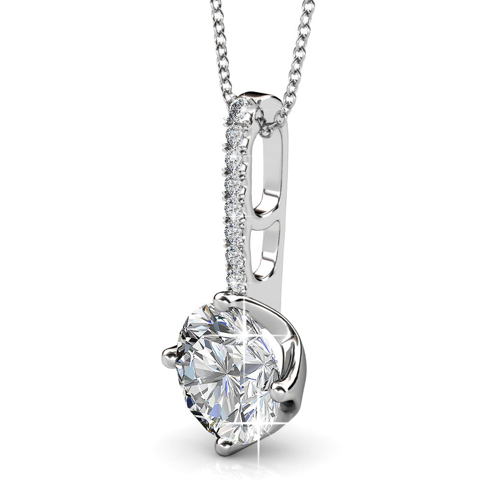 Blythe "Amity" 18k White Gold Plated Simulated Diamond Solitaire Crystal Pendant Necklace