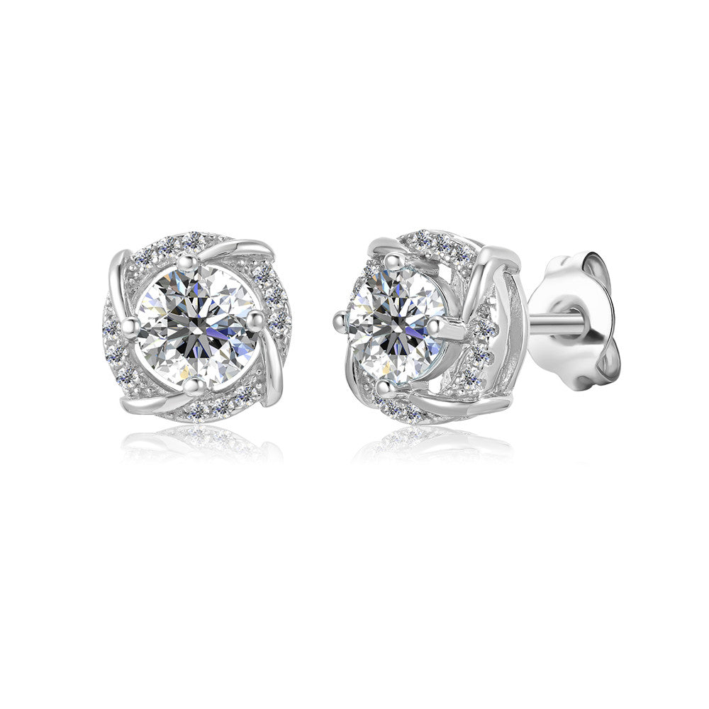 Moissanite by Cate & Chloe Jemma Sterling Silver Stud Earrings with Moissanite Crystals
