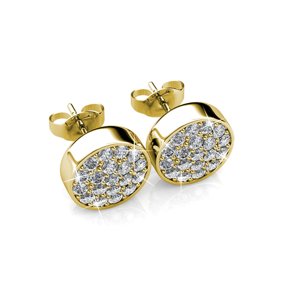 Nelly 18k White Gold Plated Pave Stud Earrings with Crystals