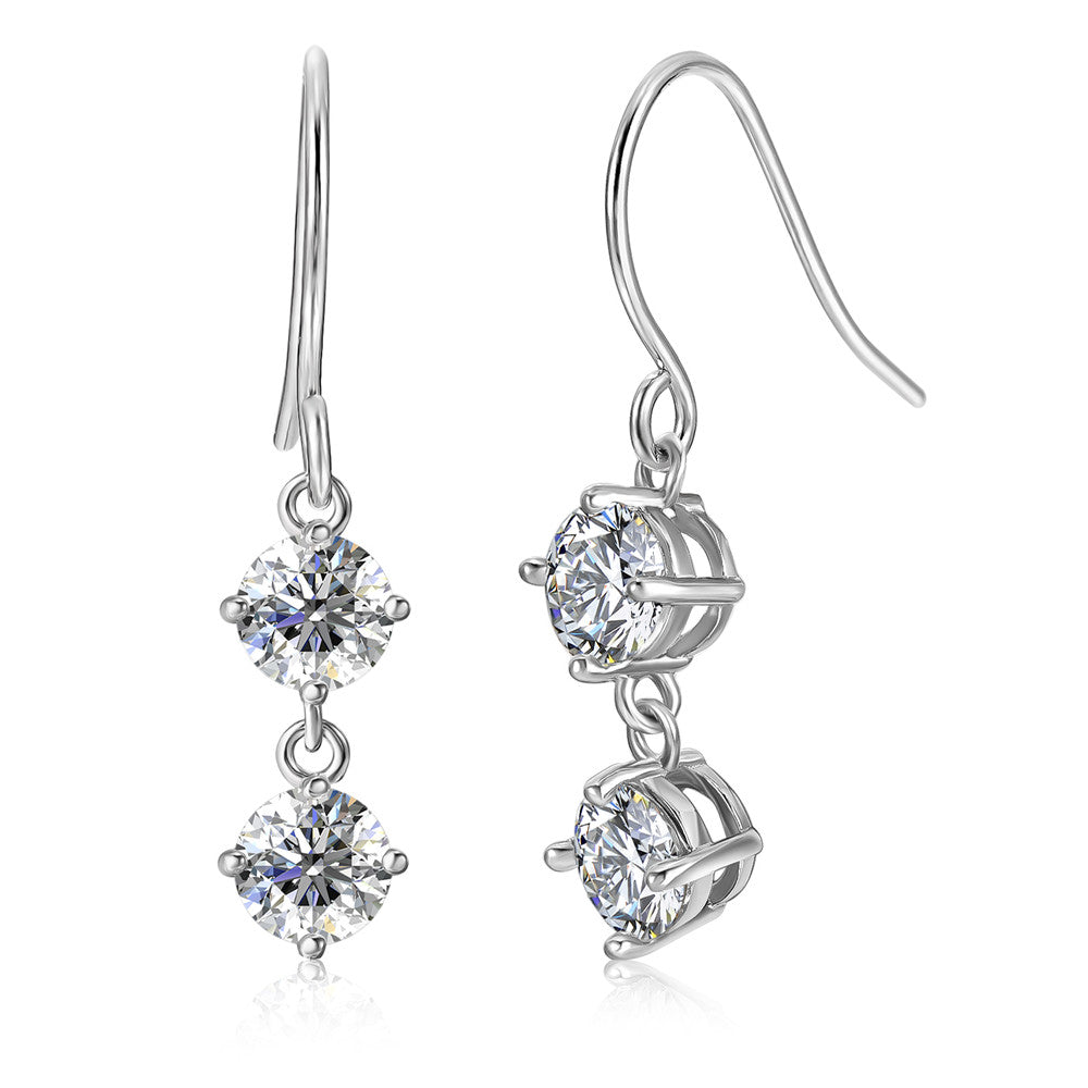 Moissanite by Cate & Chloe Talia Sterling Silver Dangle Earrings with Moissanite Crystals