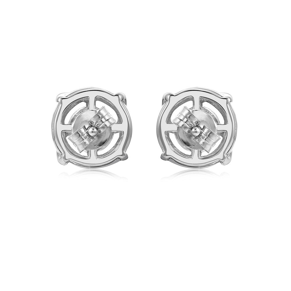 Jemma Sterling Silver Stud Earrings with Moissanite and 5A Cubic Zirconia Crystals