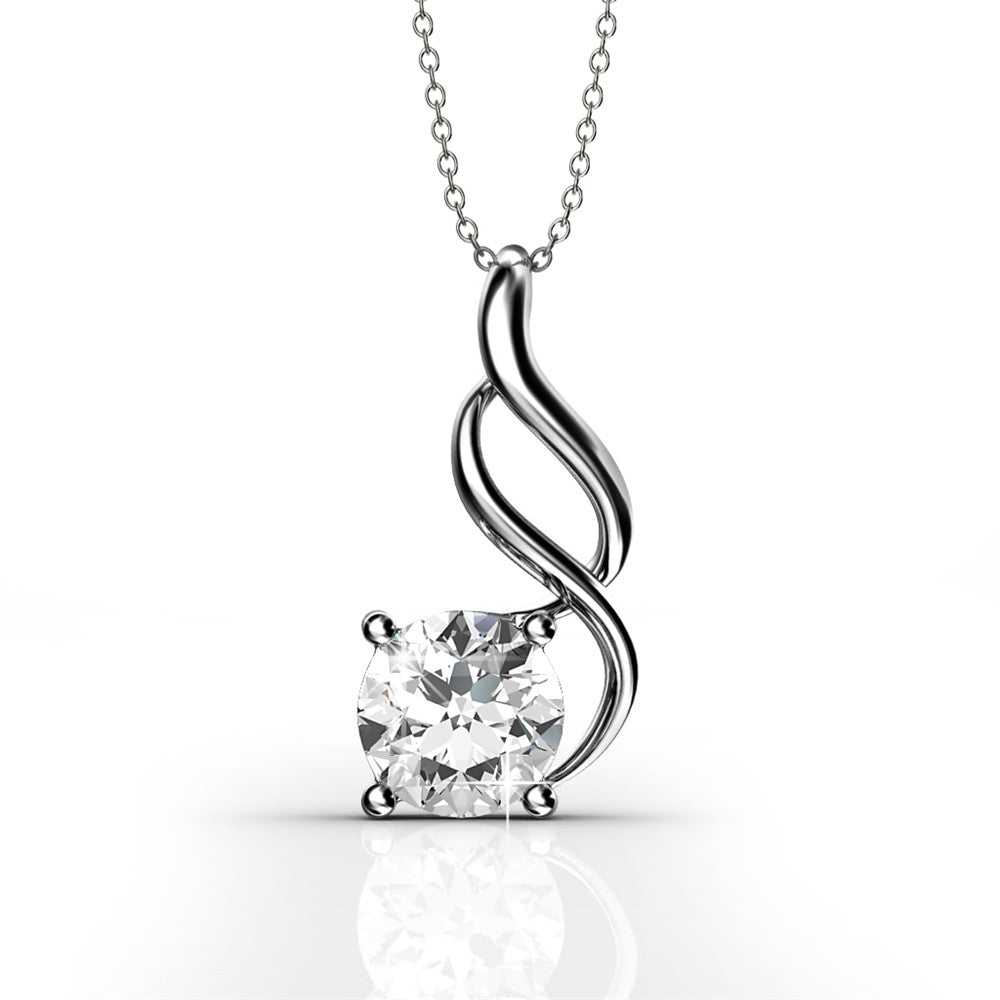 Aerin "Light" 18k White Gold Plated Necklace with Round Cut Solitaire Swarovski Crystal