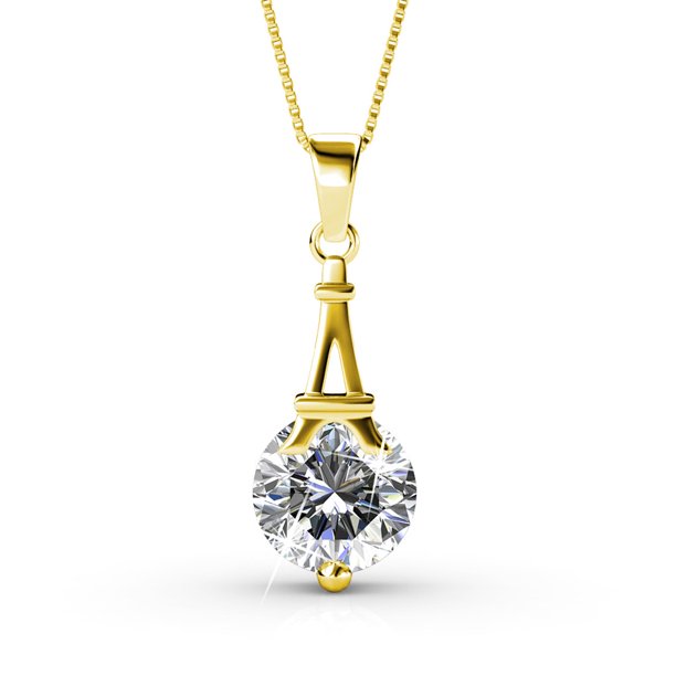 Isla 18k White Gold Plated Pendant Necklace with Round Crystal