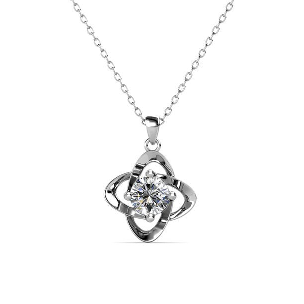 Infinity 18k 白金镀生日石花朵项链，仿钻石晶体