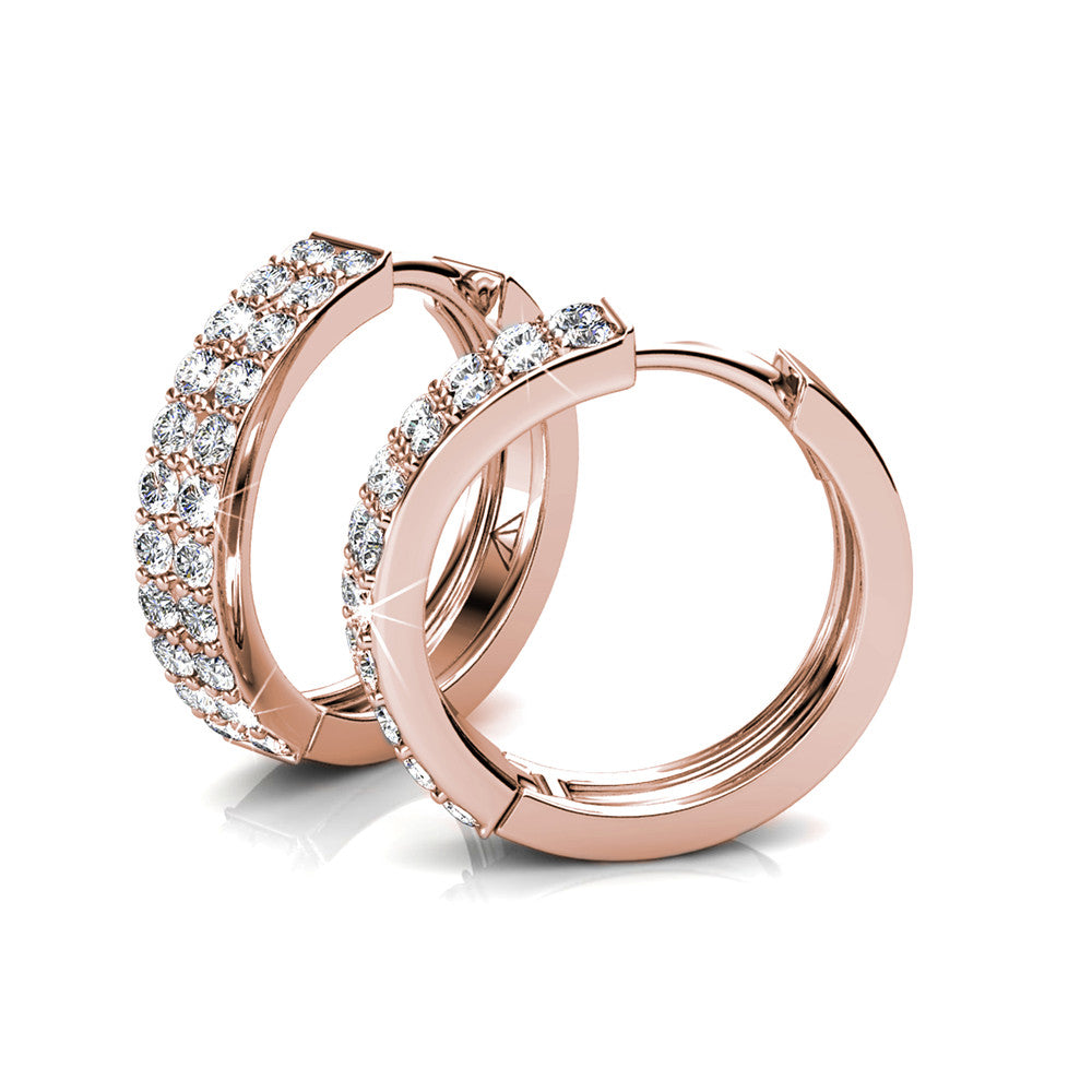 Alice 18k White Gold Plated Hoop Earrings with Simulated Diamond Crystals
