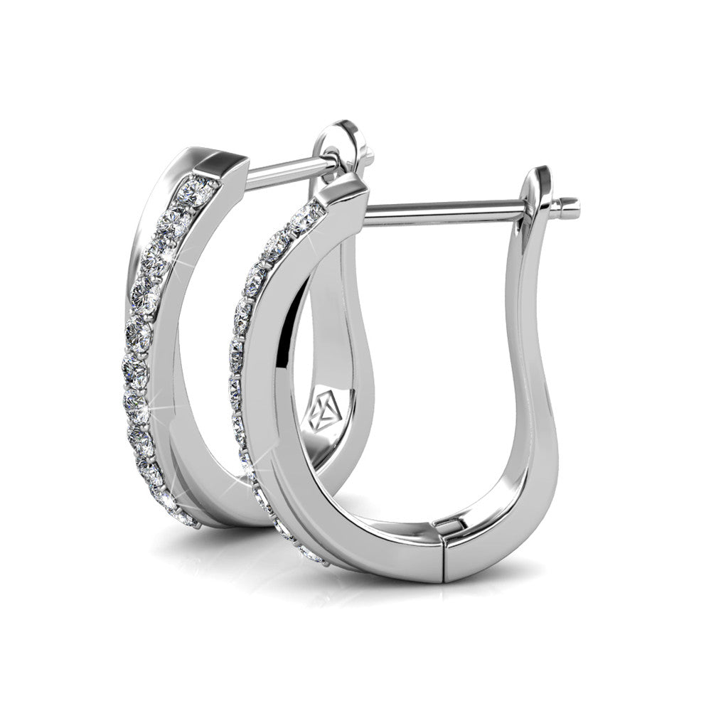 Amaya 18k White Gold Plated Twisted Hoop Earrings with Crystals