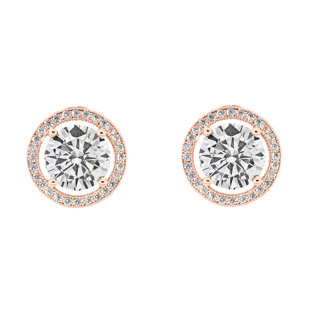 Ariel 18k White Gold Plated Halo Stud Crystal Earrings for Women