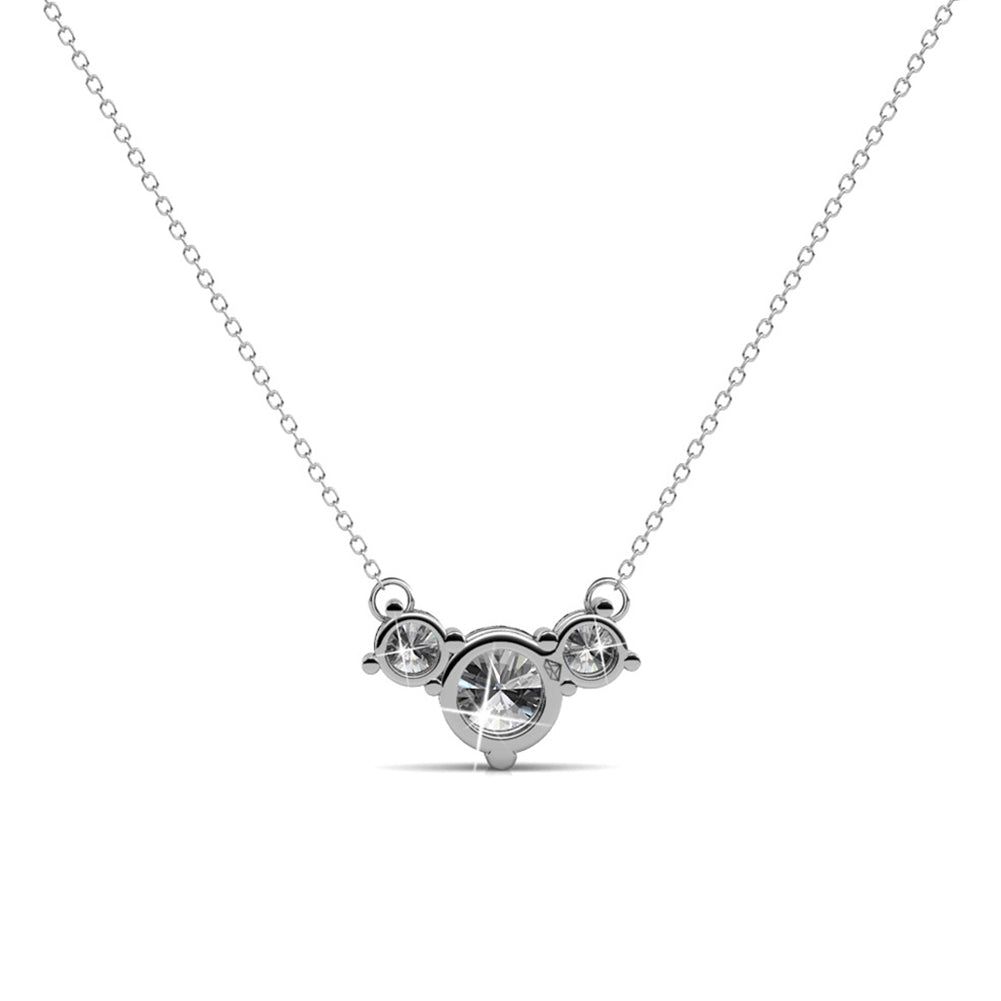 Calliope 18k White Gold Plated 3-Stone Crystal Pendant Necklace