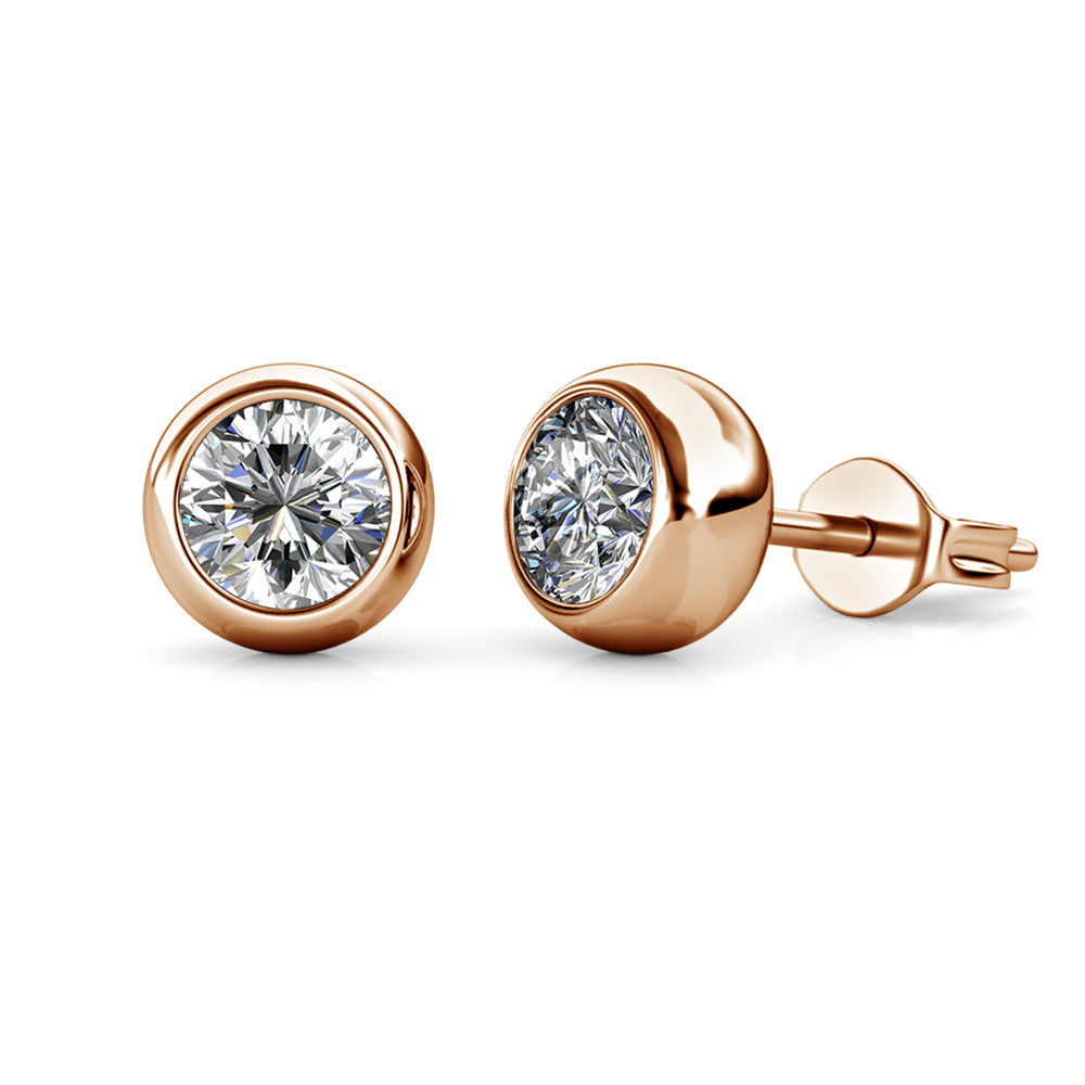 Blaire “Majestic” 18k White Gold Plated Stud Earrings with Swarovski Round Cut Crystals