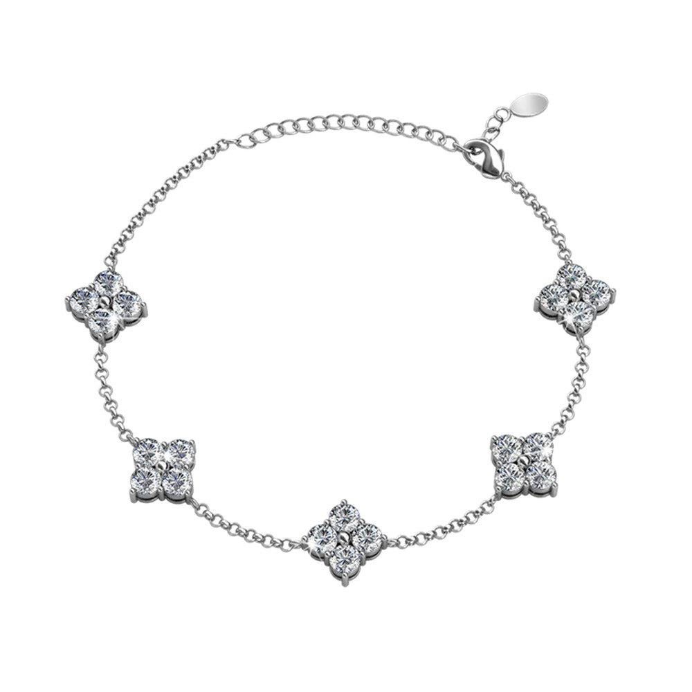 Adeline “Feminine” 18k White Gold Plated Swarovski Bracelet - Cate & Chloe
 - 1