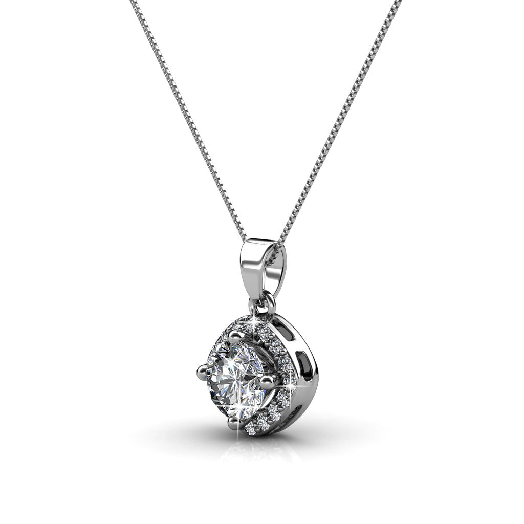 Celeste 18k White Gold Plated Pendant Necklace with Crystals