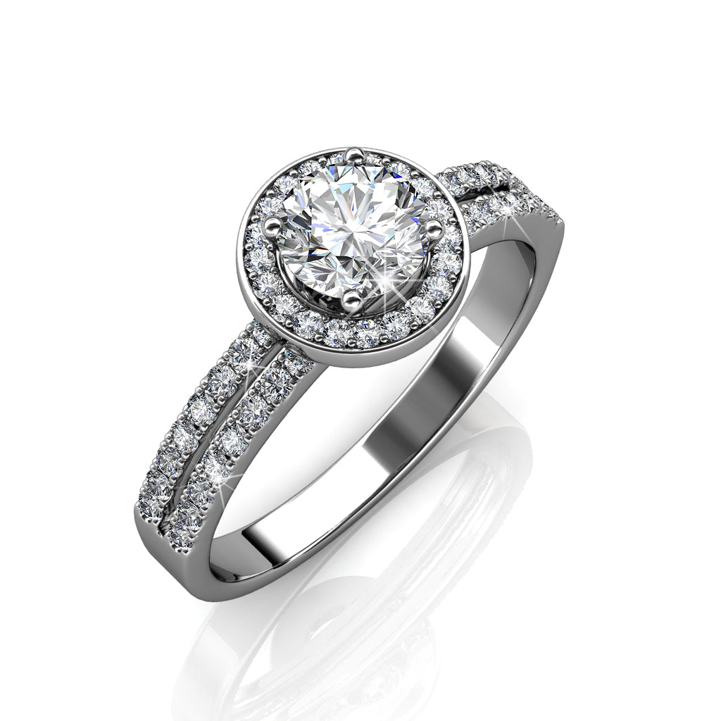 Madelyn "In Vogue" 18K White Gold Round Halo Ring