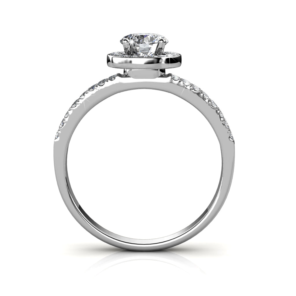 Madelyn "In Vogue" 18K White Gold Round Halo Ring
