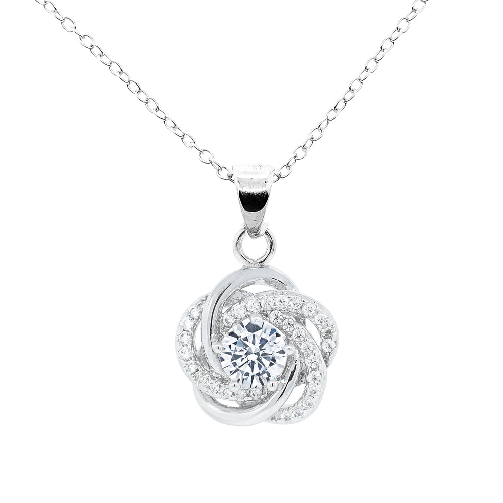 Stella“Cosmic”18k 白金镀晶锆石吊坠项链和耳环珠宝套装
