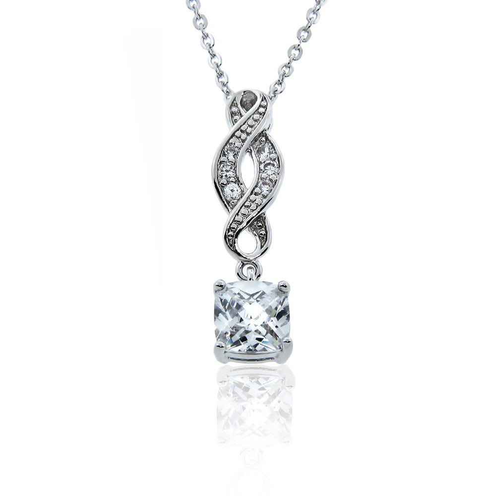 Iris "Noble" 18k White Gold CZ Infinity Necklace and Earrings Jewelry Set