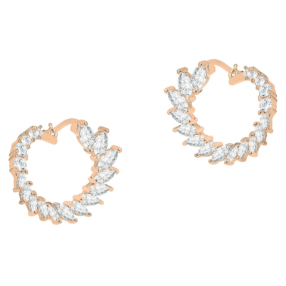 Adelyn 18k Gold Plated Sideways Hoop Earrings with CZ Crystals