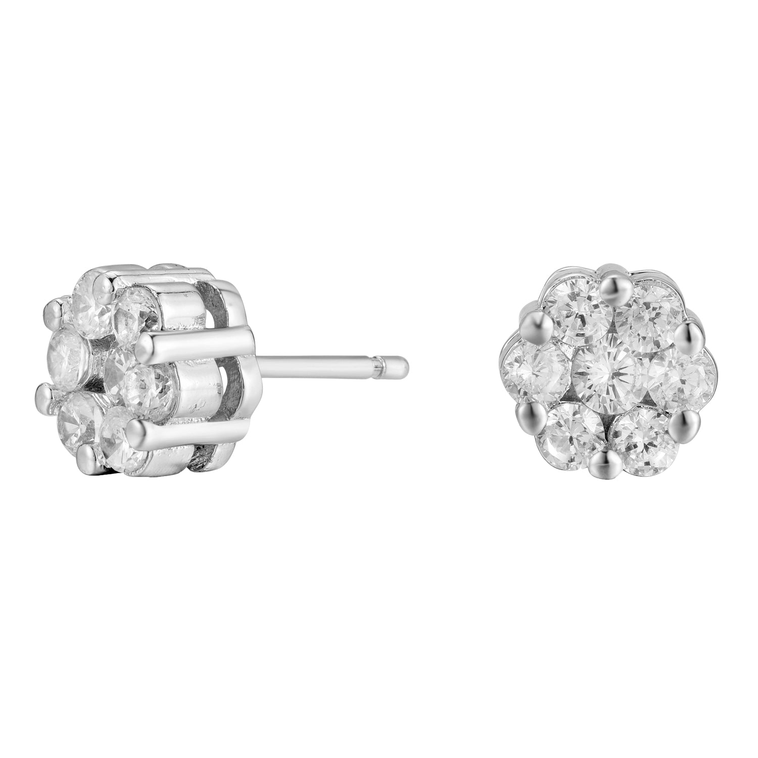 Nova 18k White Gold Stud Earrings with Cubic Zirconia Crystals