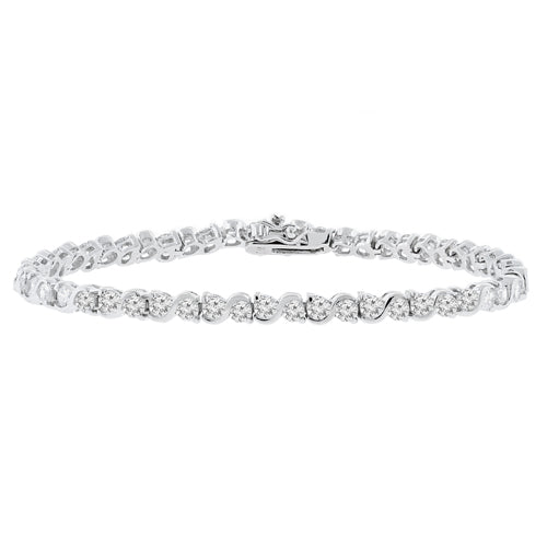 Ezra 18k White Gold Plated Infinity Tennis Bracelet with Simulated Cubic Zirconia Crystals