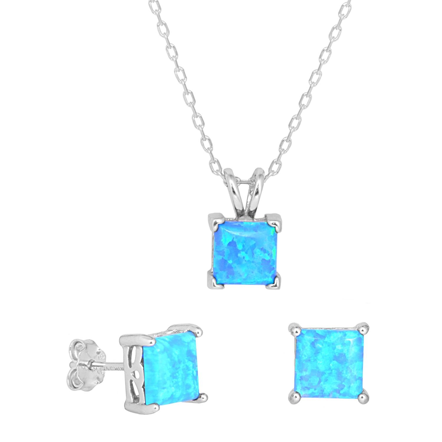 Amphitrite Opal Sterling Silver Necklace & Earring Set