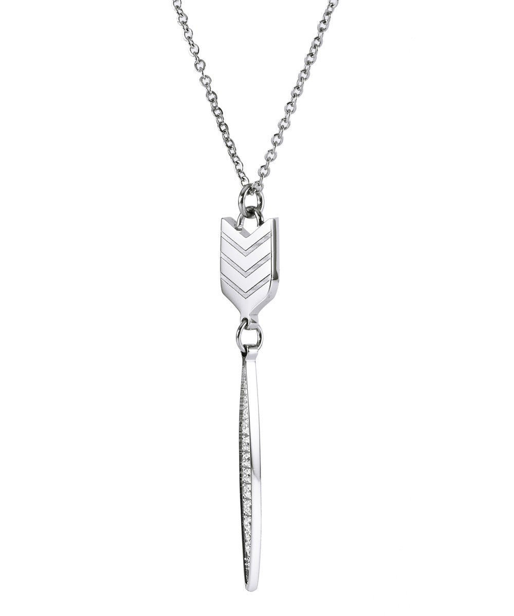 Addison 18k White Gold Plated Arrow Drop Dangle CZ Crystal Necklace