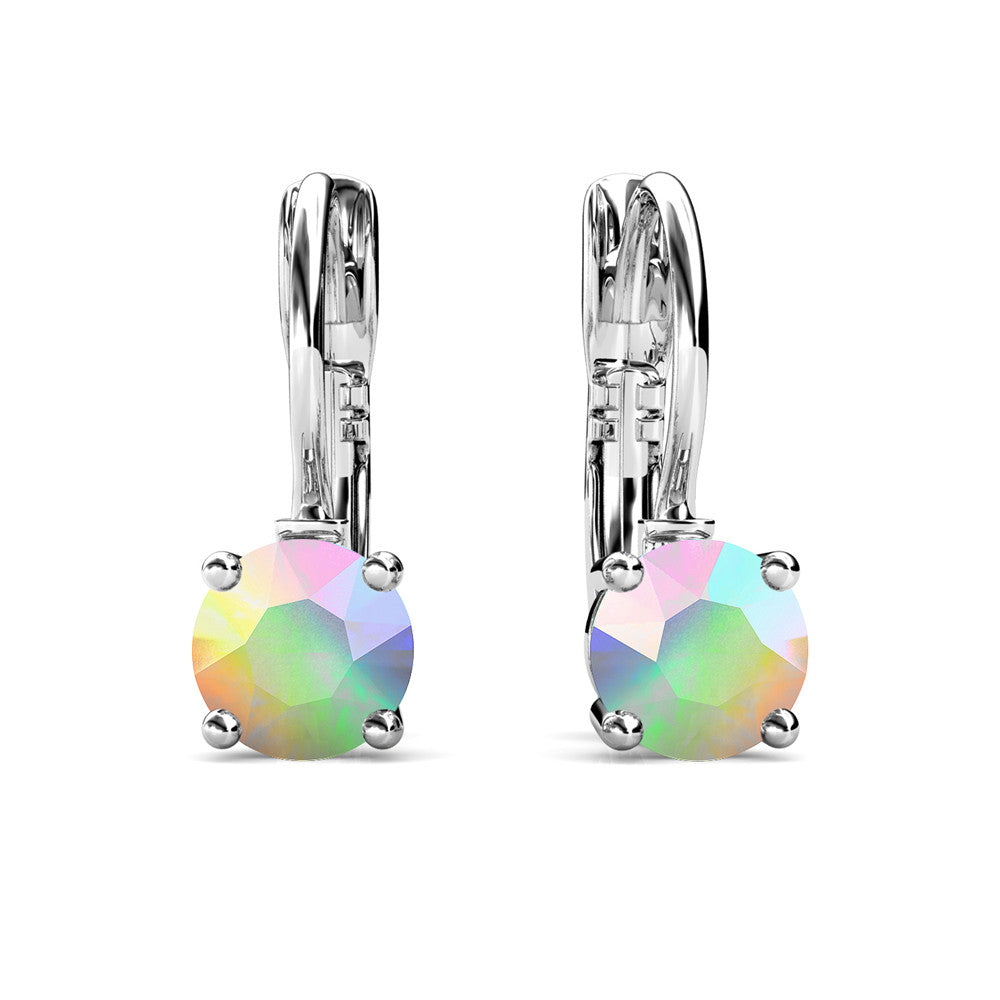 Lyric 18k White Gold Plated Drop Earrings with Opal