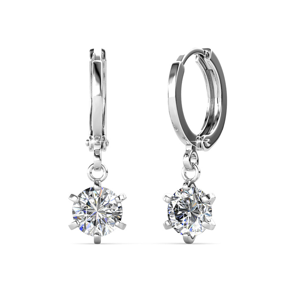 Davina 18k White Gold Plated Hoop Dangle Earrings with Crystals