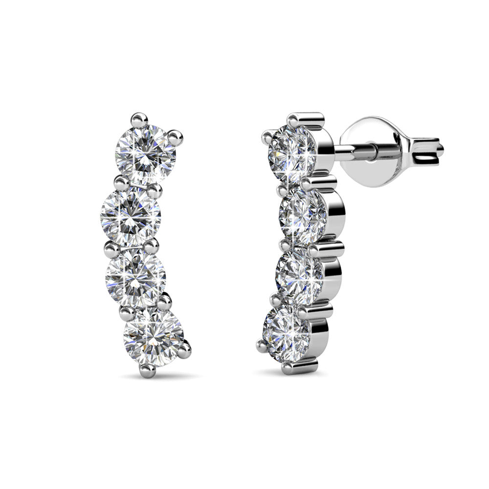 Aubree 18k White Gold Plated Crystal Drop Stud Earrings